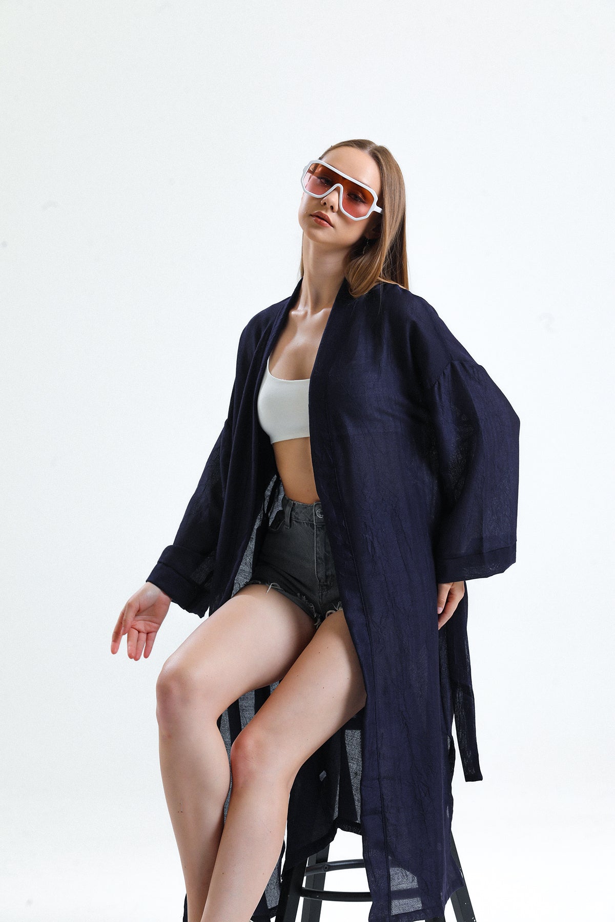 Cozy Kimono Keten Lacivert