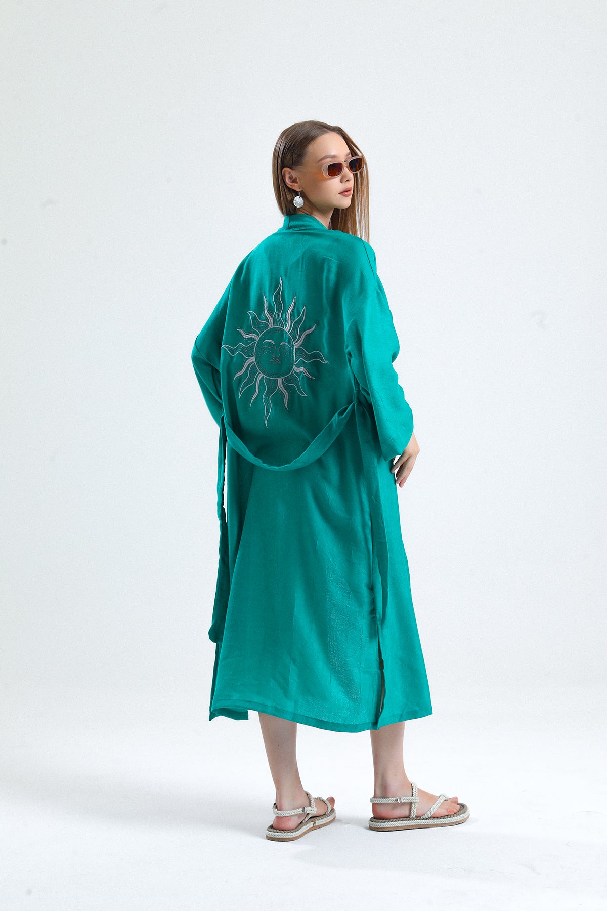 Cozy Kimono Keten Yeşil
