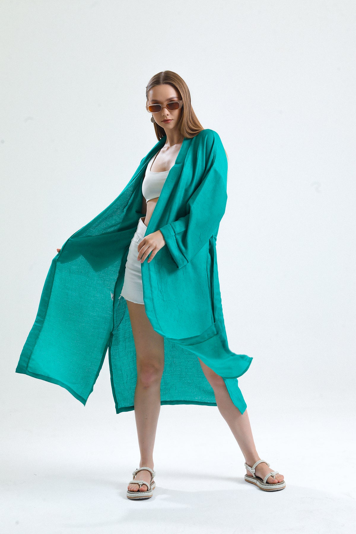Cozy Kimono Keten Yeşil