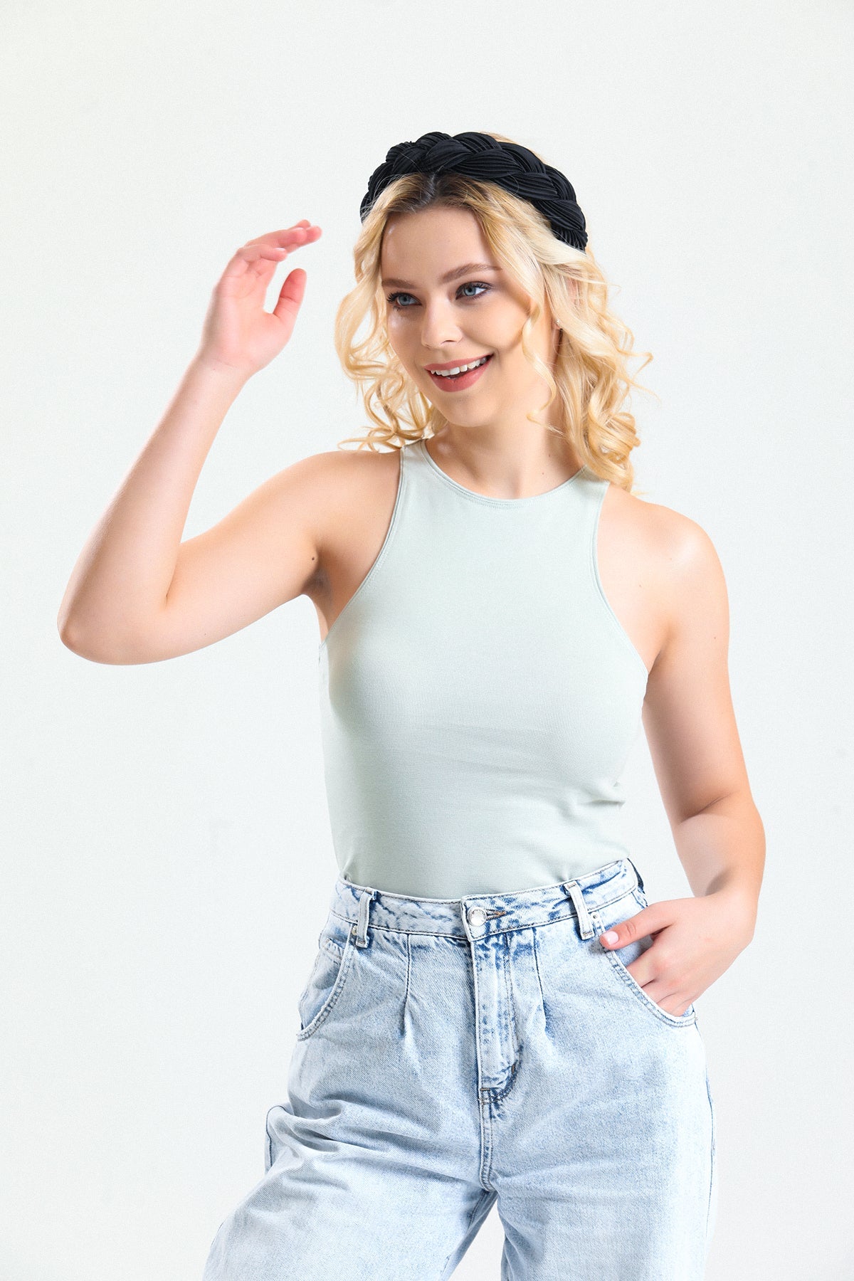 Yeşil Halter Yaka Body