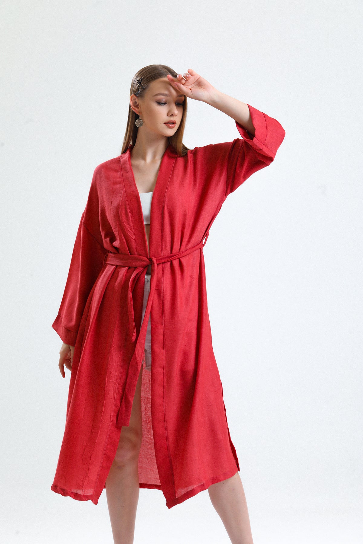 Cozy Kimono Keten Turuncu/Kiremit