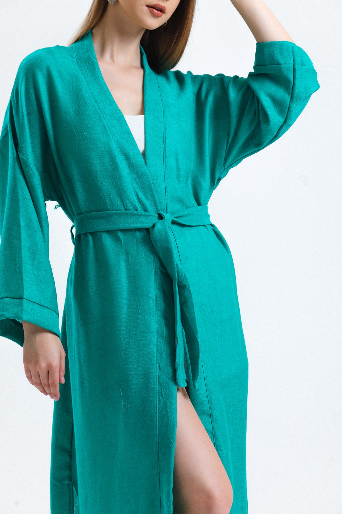 Cozy Kimono Keten Yeşil