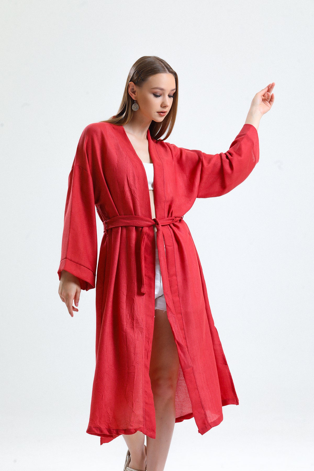 Cozy Kimono Keten Turuncu/Kiremit