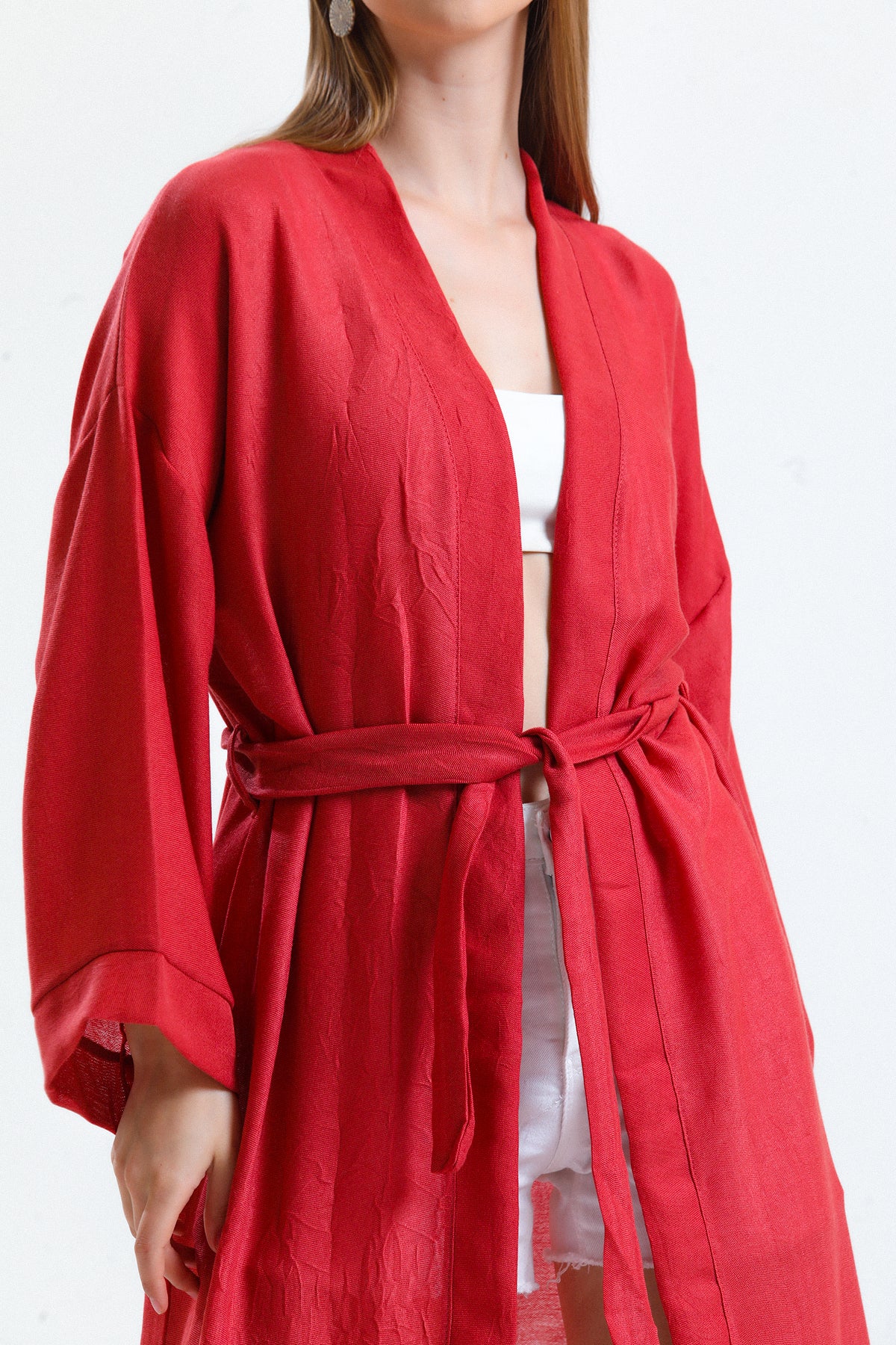 Cozy Kimono Keten Turuncu/Kiremit