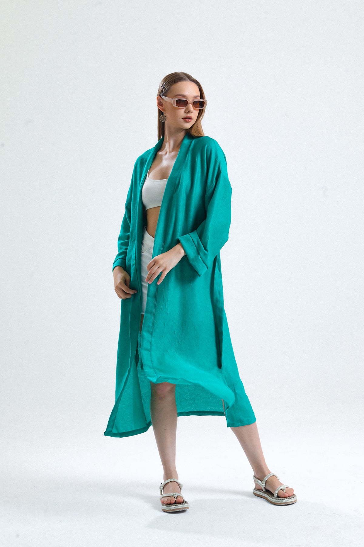 Cozy Kimono Keten Yeşil