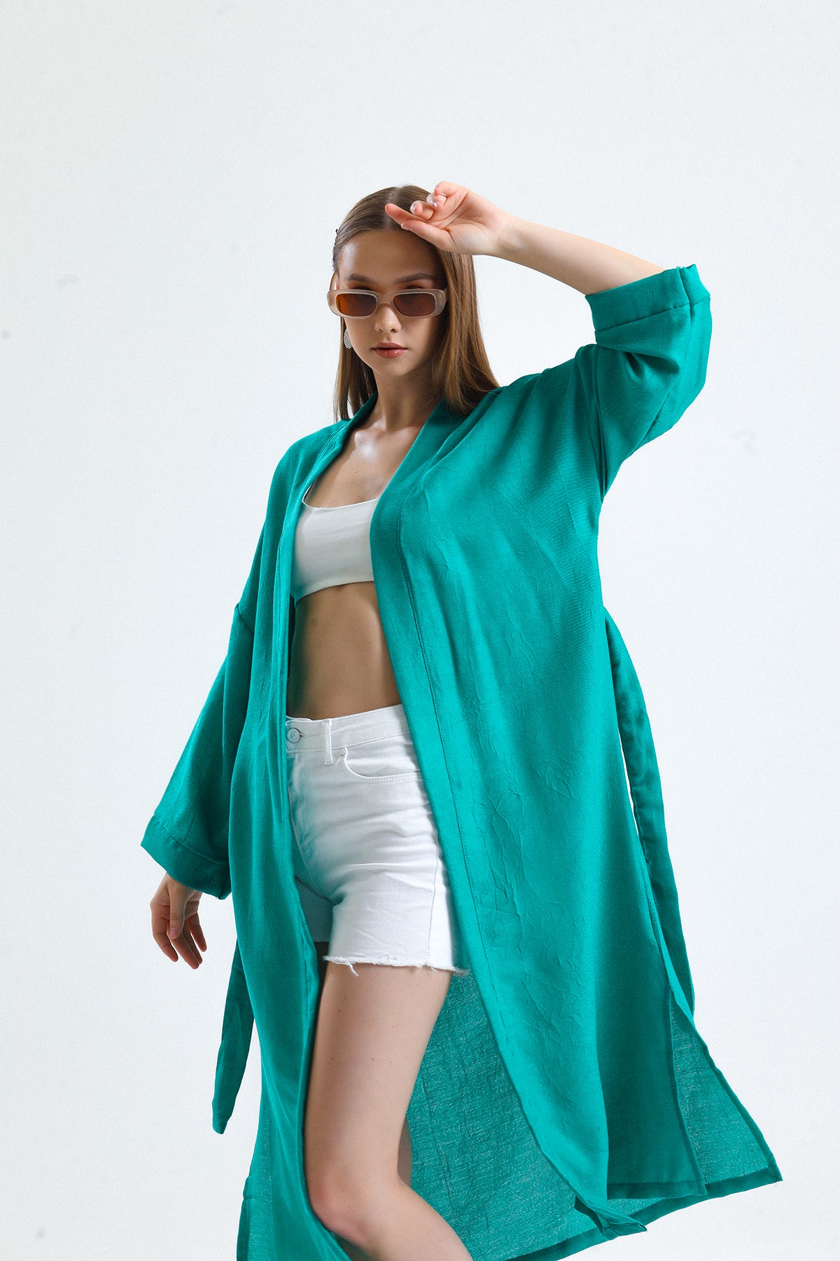 Cozy Kimono Keten Yeşil